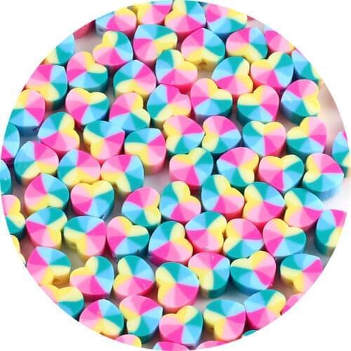30pcs 10mm Colorful Heart Beads Polymer Clay Spacer Loose Beads for Jewelry Making Bracelet DIY Necklace Accessories