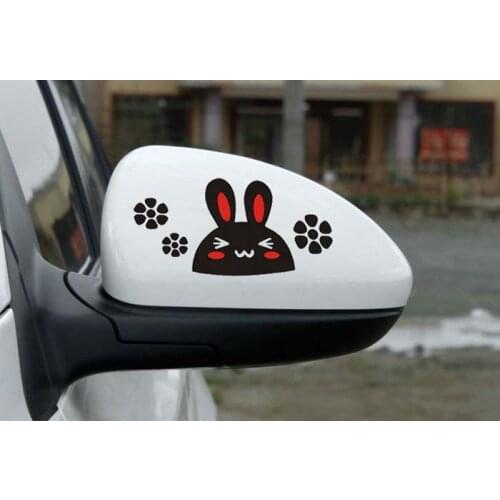 Aliauto 2 x lovely Rabbit car cover car styling rearview mirror stickers decal for Toyota Chevrolet Volkswagen Honda Kia Lada
