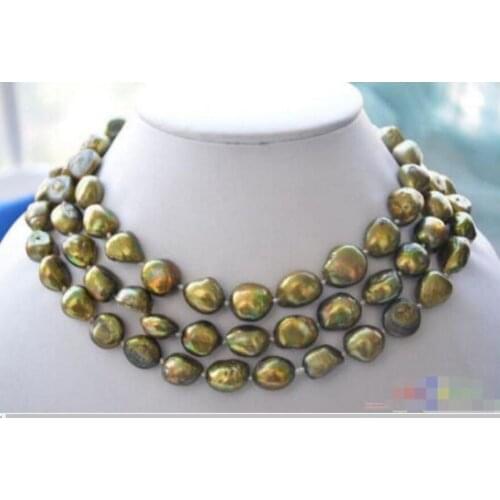 Free shipping 50" 8-10mm bronze baroque freshwater pearl necklace