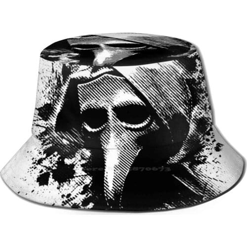 The Plague In Black Korean Ladies Outdoor Sun Hat Bucket Cap Plague Venetian Halftone