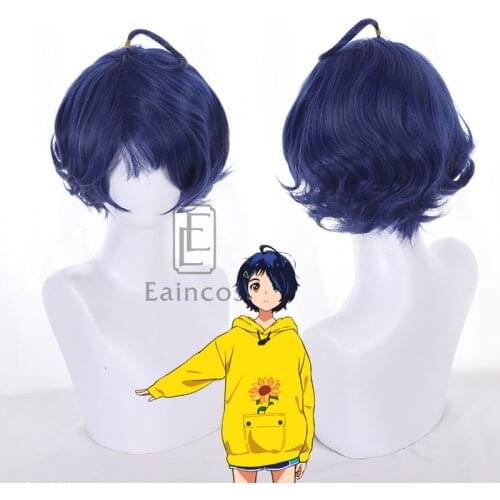 Wonder Egg Priority Ohto Ai Cosplay Wig Dark Blue Short Wigs Heat Resistant Synthetic Hair