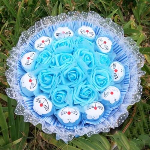 Hot Sale Cute Doraemon Stuffed Animal Plush Toy Cartoon Bouquet Creative Birthday Valentines Day Christmas Gift