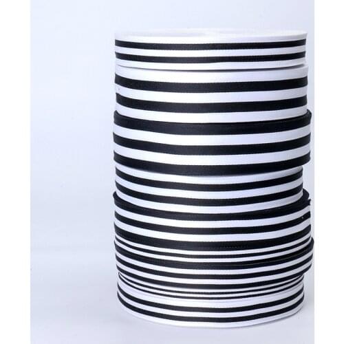 50 Yards White Black Wavy Stripe Grosgrain Ribbon DIY Bowknot gift Bands Clothes Lace Trim Webbing Garment Trouser Accessories
