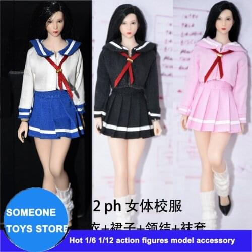 1/12 Scale Female Clothes School Suit Dress for 6 Inches TBLeague Phicen Action Figrue
