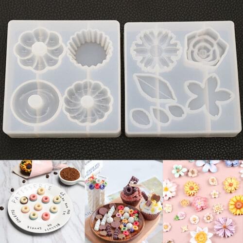 NOT AS LONG diy Crystal Epoxy Mold Donut Flower Leaf Cake Mold Mirror Plaster Resin Mold Creative Handmade Home Baking Tool
