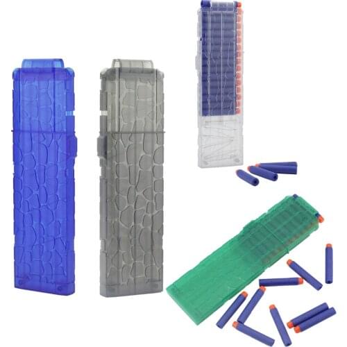 Newest 20 Reload Clip Magazines Round Darts Replacement Plastic Magazines Toy Gun Soft Bullet Clip - Transparent Blue