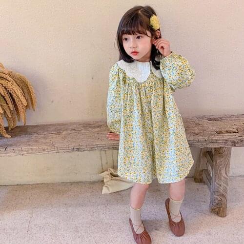 Girls Dress Floral Pattern Party Girl Dress Spring Autumn Dress Kids Toddler Childrens Clothing