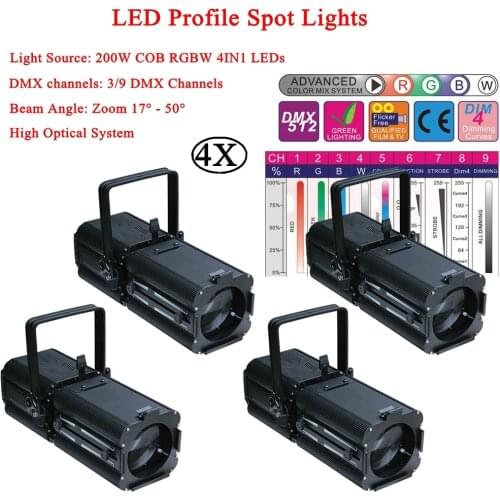 200W LED Follow Spot Lights Warmwhite/Purewhite/Coldwhite/RGBW Optional LED Profile Spot Light For Wedding Theater Performance