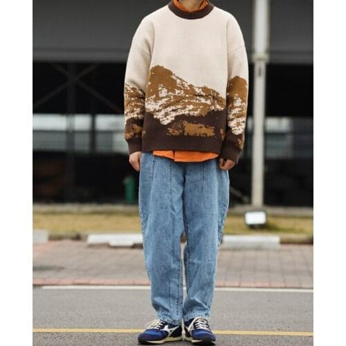 Vintage Sweater Men Pullover Kentted Casual Harajuku Autumn Winter Wool O-neck Long Sleeve Loose Sweater Fashion Ropa De Hombre