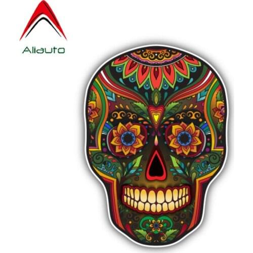 Aliauto Creative Car Sticker Sugar Skull Mexican Pattern Accessories Vinyl Decal for Volvo Honda Civic Mitsubishi Lada,13cm*9cm