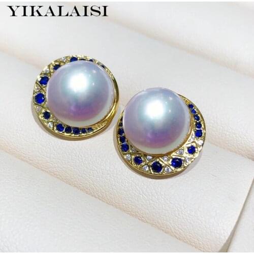 YIKALAISI 12-13mm Big Oblate Natural Freshwater Pearl Earrings Jewelry For Women 925 Sterling Silver Earrings Wholesales