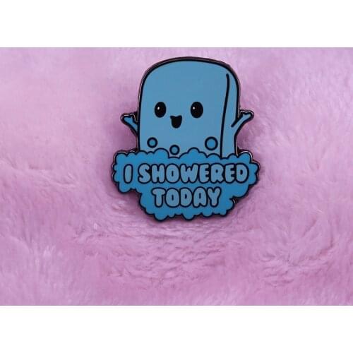 A funny cartoon graphic of a bar of soap, stating that you showered today