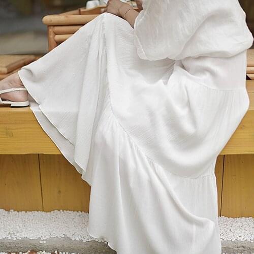 White Skirt Long Women Summer Ladies Long Skirts For Women Bohemian High Waist Maxi Skirt Boho Cotton Linen Skirts Women 2019