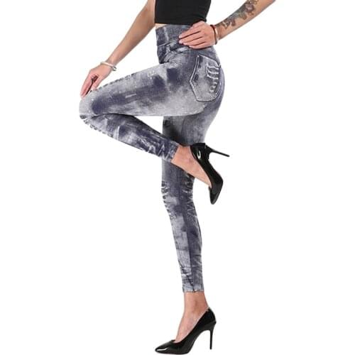 2021 Women Sexy Imitation Jean Skinny Jeggings Skinny Pants Plus Size Bottoms Hot Sale Fashion Classic Stretchy Slim Leggings
