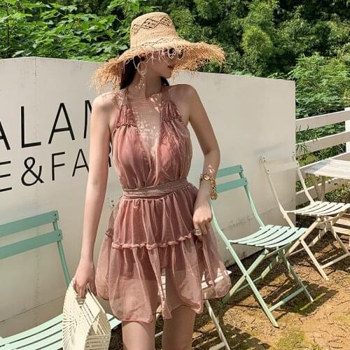 2021 New Women Sexy Swimsuit One Pieces Korean Style Deep V-neck Backless Sunscreen Swimwear Female Bathing Suit Monokini Pads