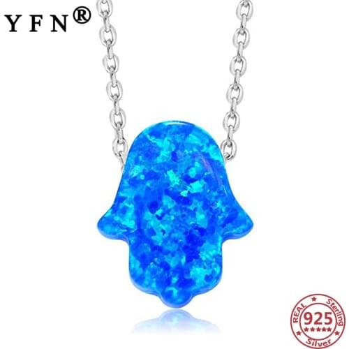 YFN 925 Sterling Silver Penguin Necklaces Created Opal Pendant Necklaces 925 Silver Chains Womens Jewelry Valentines Day Gifts