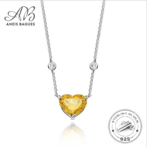 Aneis Bagues 100% 925 Sterling Silver Sparkling Heart-shaped Topaz High Carbon Diamoind Pendant Neckalce For Women Party Jewelry