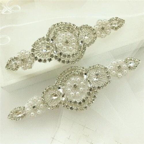1Pcs 16.5*5CM Crystal Flower Patch Rhinestone Applique DIY Craft Wedding Dress Party Decoration Sewing Garments Accessories