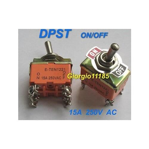 10pcs DPST ON/OFF Industrial Toggle Switches 1221 Double pole single throw