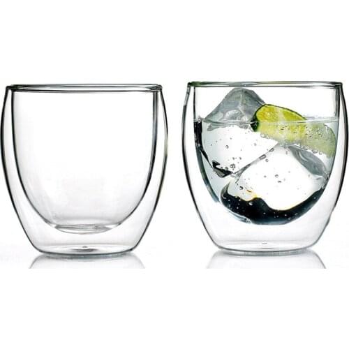 Hot Sale Clear 250mL Clear Handmade Heat Resistant Double Wall Glass Kungfu Lemon Tea Mug Healthy Drink Mug Espresso Coffee Mugs