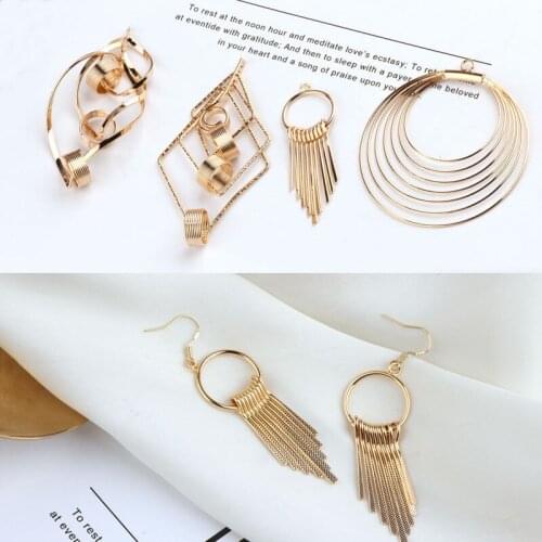 2pcs Fashion Korean Dangle Earrings for Women Simple Fashion Trendy pendant Geometric Tassel Earrings diy Jewelry Accessories
