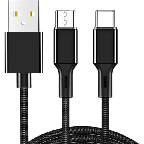 2 in 1 Type-C Gamepad Charging Cable Durable Nylon Braided USB C Fast Charging Power Cord for PS5 Smartphone