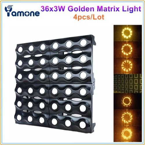 4pcs/Lot 36*3w Amber Led Indoor Pixel Matrix Blinder 6*6 Golden Warm White LED Dot Control Wall Washer Effect Light
