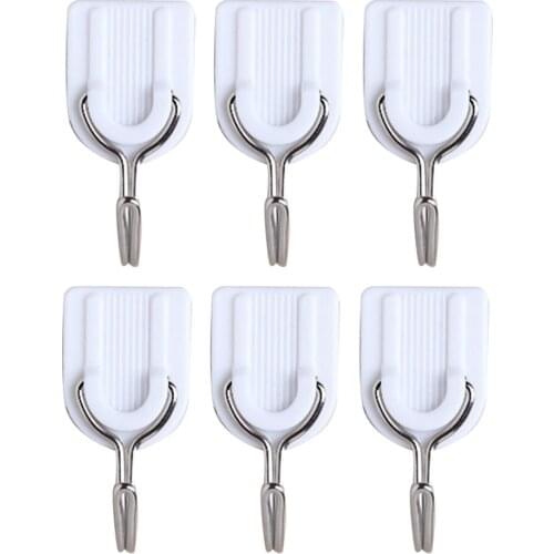 6Pcs Door Wall Hanger Holder Tiles Glass Adhesive Strong Sticky Hooks Bathroom Kitchen Utensil Clothing