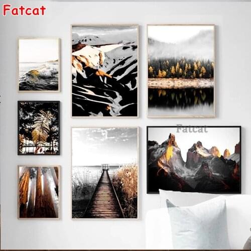 Diamond Painting Full Drill Mountain Forest Road Nordic Travel DIY Diamond Embroidery Landscape Rhinestone Mosaic Decor PP2318