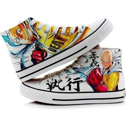 High-Q Unisex Anime Cos ONE PUNCH-MAN Shoes Saitama Casual 3D plimsolls canvas shoes rope soled shoes