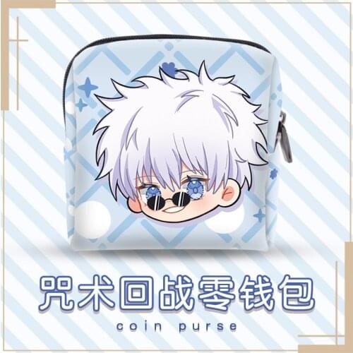 Anime Jujutsu Kaisen Gojo Satoru Yuji Itadori Geto Suguru Cosplay Cute Cartoon Purse Coin Purse Key Card bag Storage bag