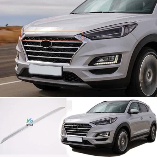 For Hyundai Tucson 2019 2020 2021 Car Styling ABS Chrome Front Hood Lid Molding Strip Cover Trim Auto Accessories
