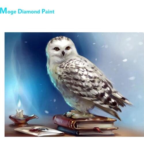 White Owl on the Desk Diamond Painting Animal Round Full Drill Nouveaute DIY Mosaic Embroidery 5D Cross Stitch Home Decor Gifts