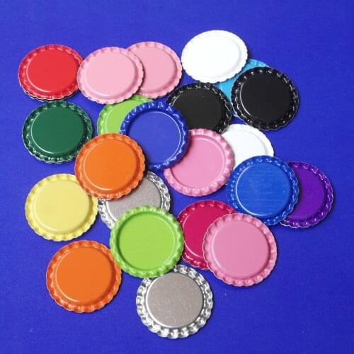 Free Shipping 200 pcs/lot Two- Side Colored Flattened Bottle caps Metal Dome Cap Bottlecap For Crafts & Jewelry 8 Colors