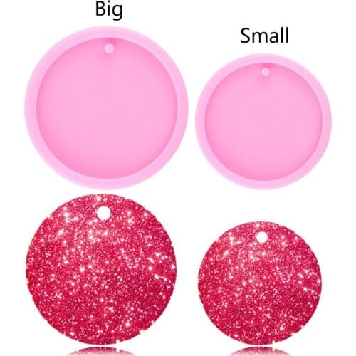 2 Piece Shiny Round Circle With Hole Disk Silicone Mold Epoxy Resin Jewelry Making Keychain Molds DIY Handmade Eardrop Mould