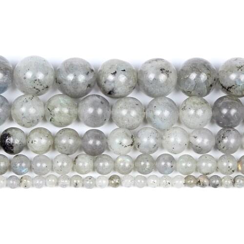 Natural Labradorite Larvikite Stone Beads Black Round Loose Beads For Jewelry DIY Making Bracelet Accessories 4/6/8/10/12mm