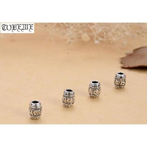 100% 925 Silver Tibetan Beads Vintage Sterling Silver Tibetan Six Words Beads Real Silver Buddhist OM Mani Padme Hum Beads