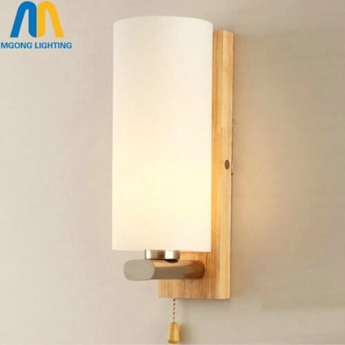 Wood led loft vintage wall lamp lights with switch for bedside home indoor modern mounted wall sconce lighting E27 110v-220v