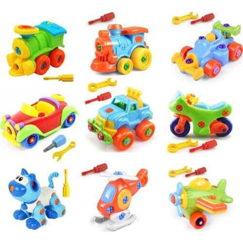 Children Montessori Toys DIY Disassembly Assembling Car Educational Screw Building Block Vehicle Jigsaw Toy For Boys 3 Years old