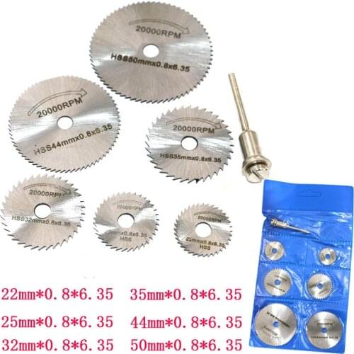 6Pcs Set Mini Circular Saw Blade Electric Grinder Cutting Disk with 3.2mm/6mm Rod for Wood Metal Cutting Machine Rotating Tool