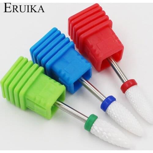 ERUIKA 3 Type Ceramic Nail Drill Bit 3/32" Rotate Burr Cutter Bits For Manicure Electric Nail Drill Accessories Nail Mill Tools