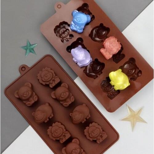 8-cavity cartoon lion, calf and bear chocolate mold, cake baking mold, chocolate mold