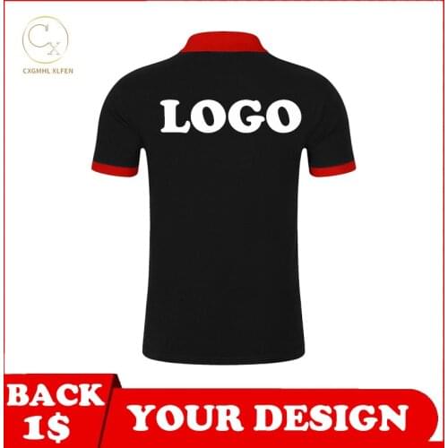 Polo shirt top 13 color custom logo short sleeve mulberry silk cotton color matching lapel printing brand diy text