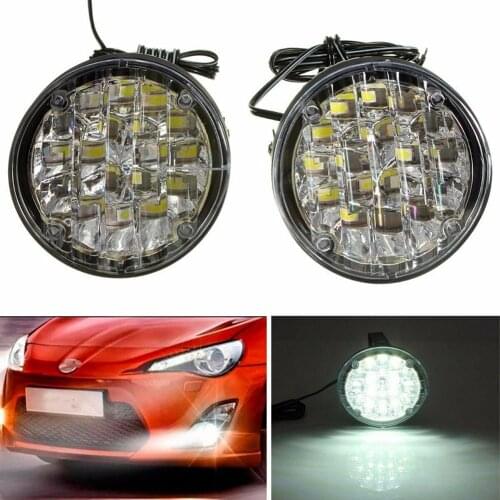 Hot Sale 80% 2Pcs 12V 18LED Car Vehicle Fog Lamp Round Driving DRL Daytime Running Light Automotive Exterior Decorative Lights