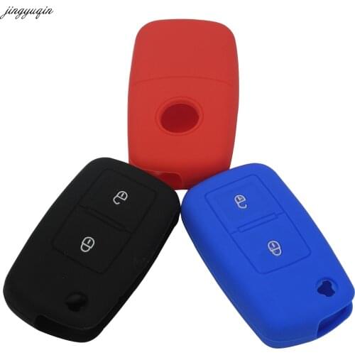 Jingyuqin 10pcs 2 Buttons Silicone Flip Car Key Cover Case For VW Amarok Polo Golf 4 5 6 MK4 Bora Jetta Altea Alhambra