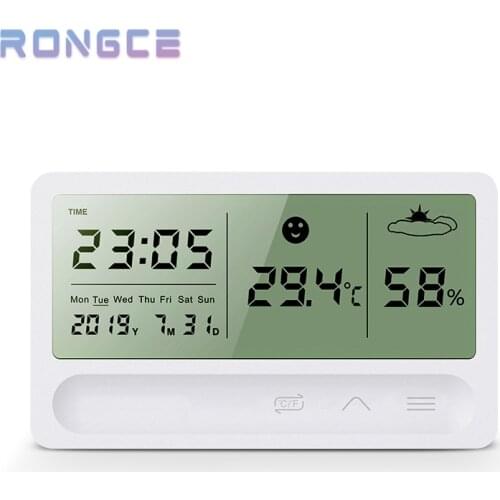 Indoor Mini LCD Electronic Digital Thermometer Hygrometer High-Quality Touch Rechargeable With Alarm Clock