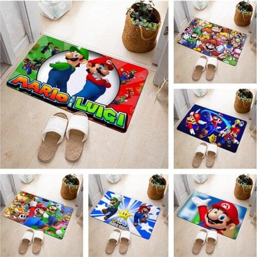 Super Mario Cartoon Anime Printed Floor Mats Cute Absorbent Non-slip Door Mats Comfortable Door Mats Kitchen Living Room Carpets