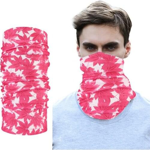 Creative Design Pink maple leaf Scarf Pattern Cool Turban Men Motorcycle Headband Elastic Wrist Band Multifunctional Bandana