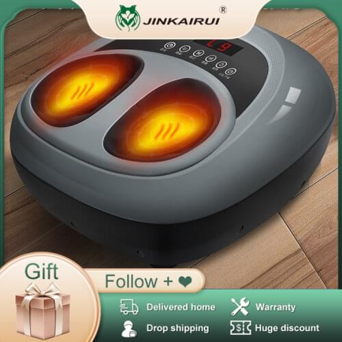 Jinkairui 220V Electric Antistress 4D Shiatsu Kneading Air Pressure Foot Massager Foot Care Machine Heating & Therapy EU Plug