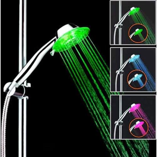 LED Shower Head Nozzle Temperature Control Three Color Multi Function Dimming 2 Function Adjustable Showers Romantic
